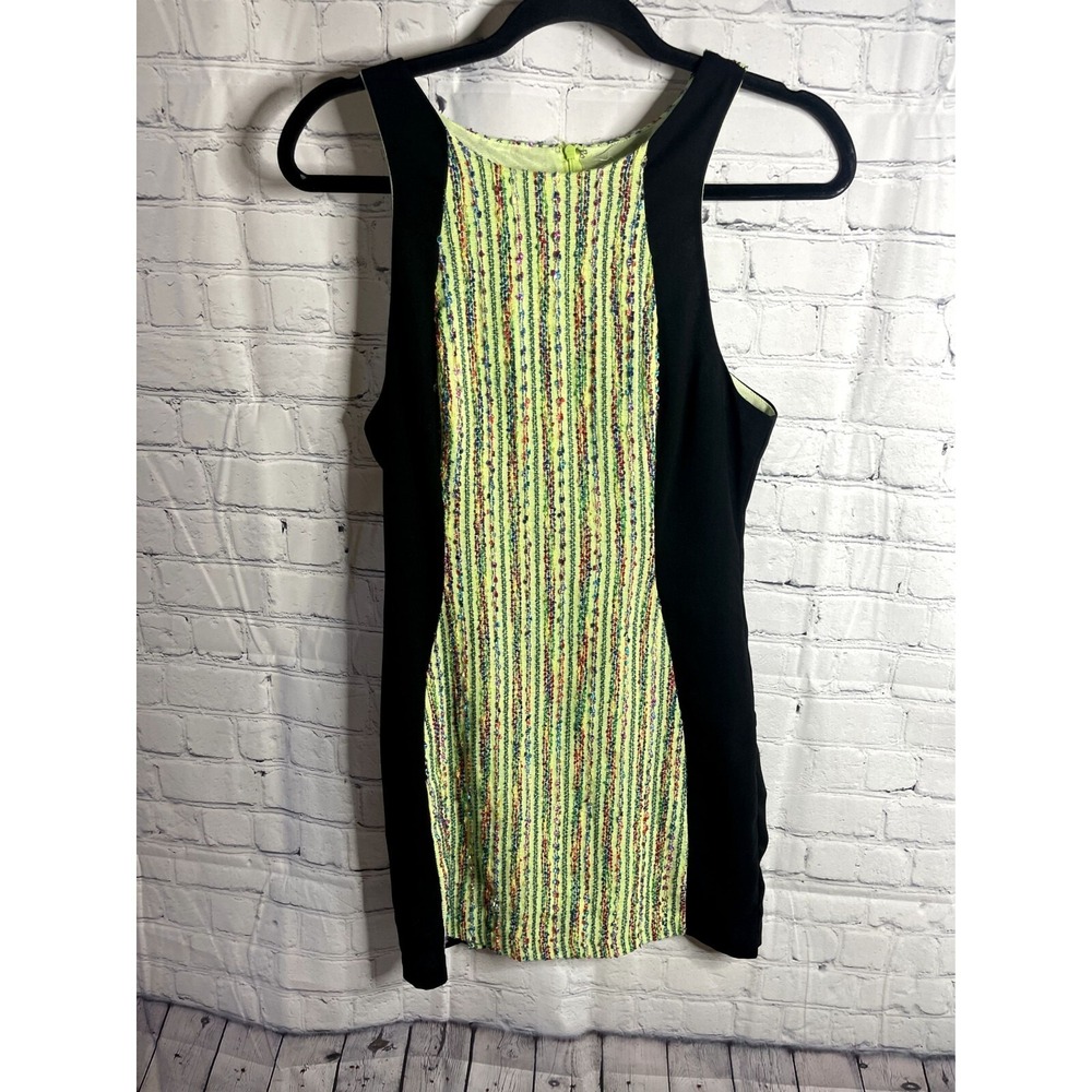 Lush Womens Lime Green Tweed Colorblock Sleeveless Sheath Mini Dress Size M